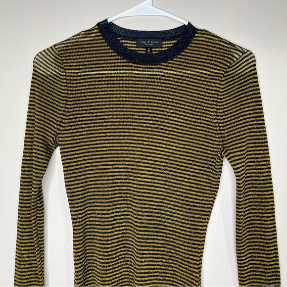 Rag & bone Raina Lurex Striped Crewneck Sheer Sweater Size Small - Picture 8 of 10